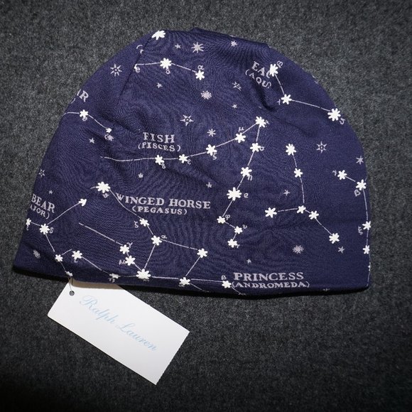 Ralph Lauren Other - NWT Ralph Lauren Layette Hat Baby Boy Cotton  O/S navy blue constellations stars